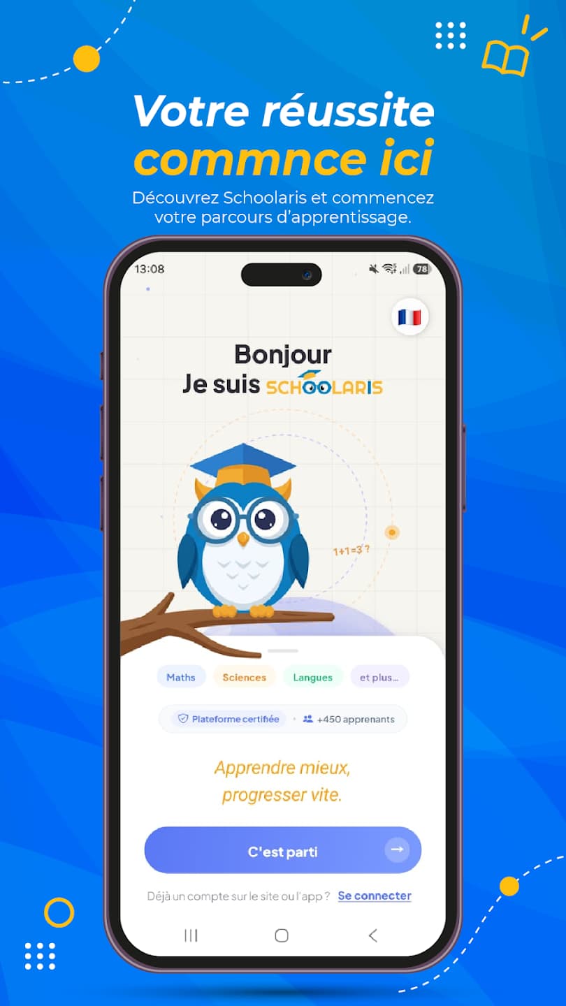 Écran d’accueil de l’application Schoolaris sur smartphone