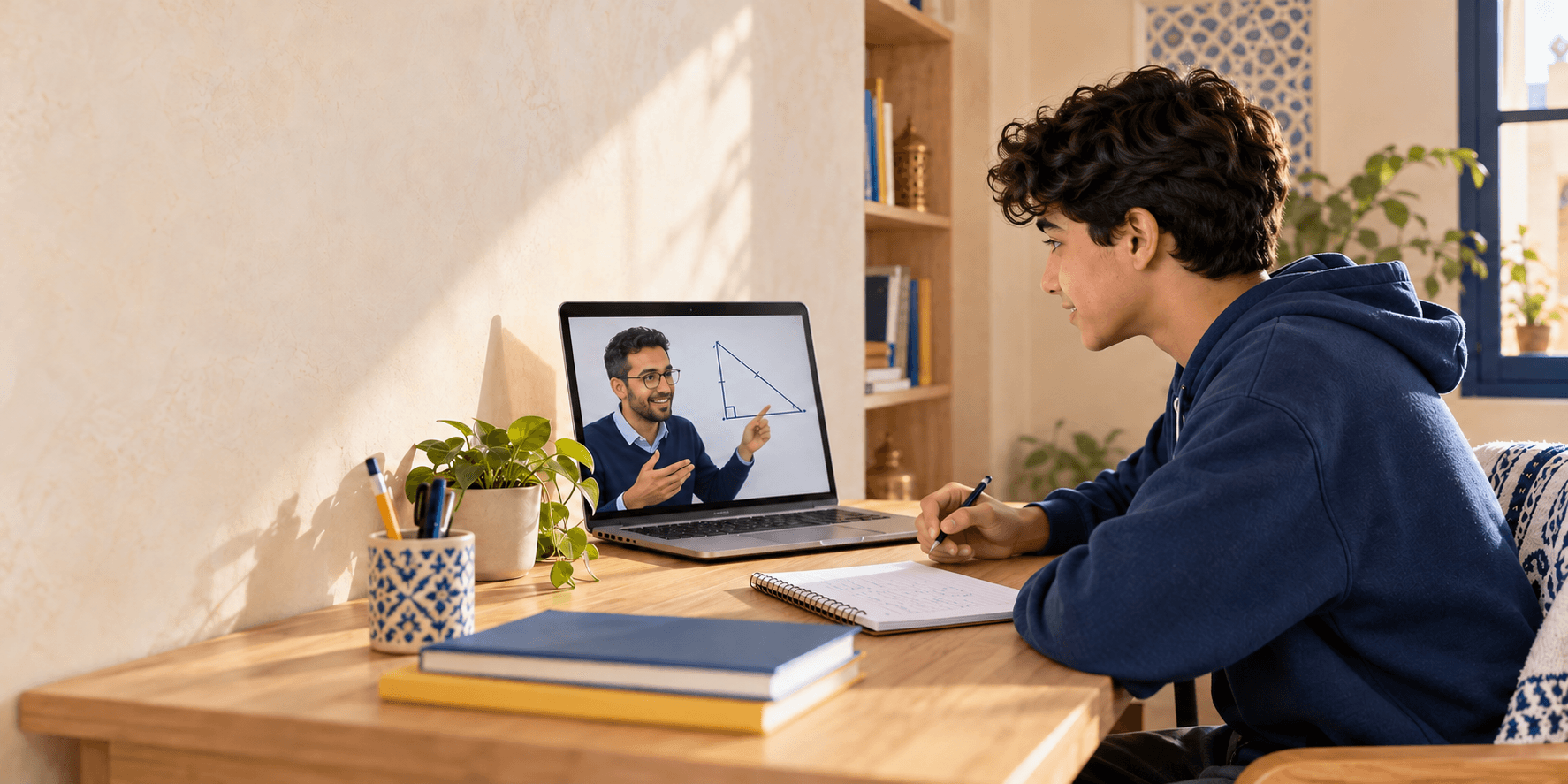 Teacher giving a private live lesson online